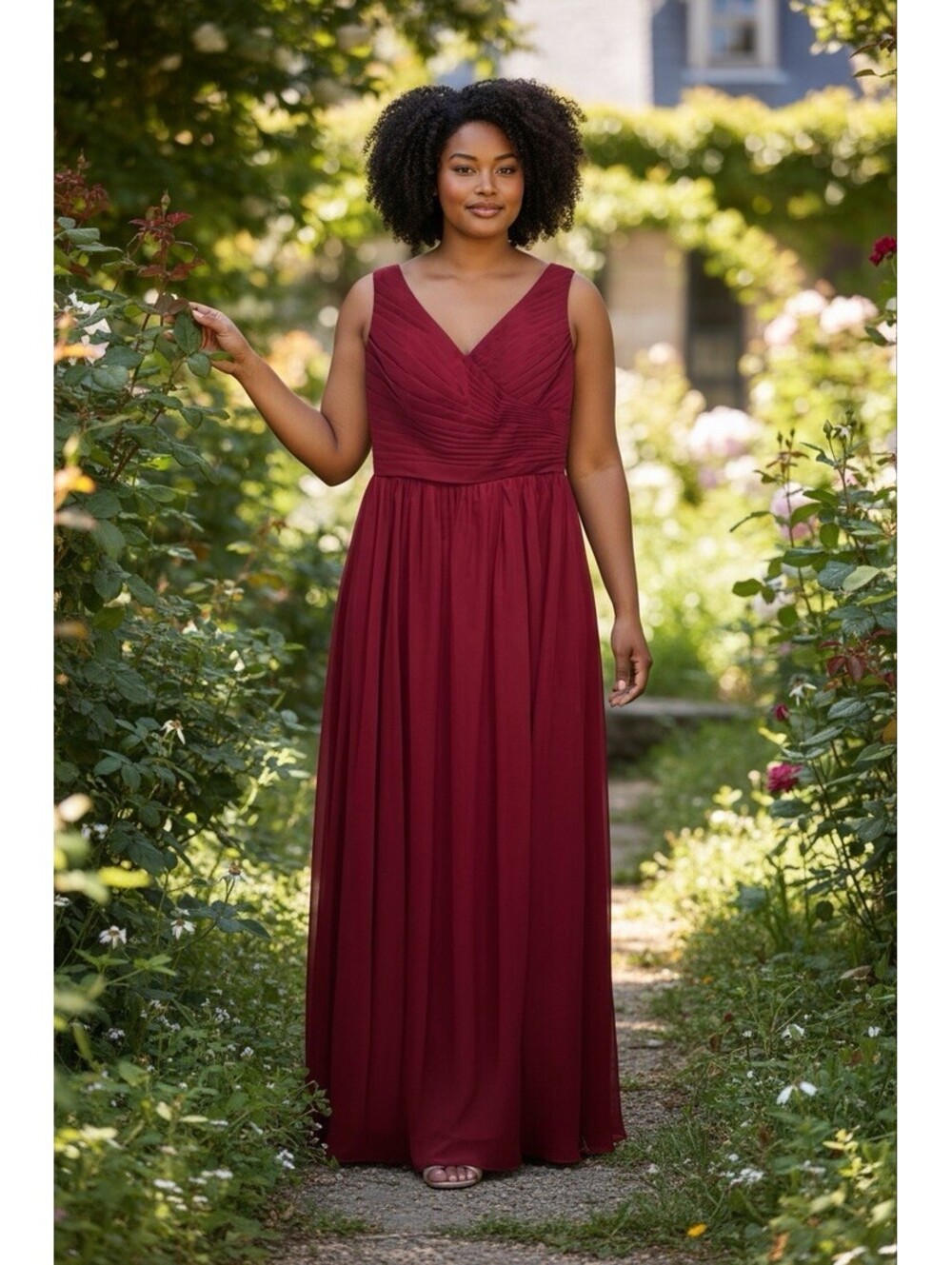 VIP Bridal Size 16 NWT Wine Sleeveless Chiffon Corset Dress Pleated Bodice